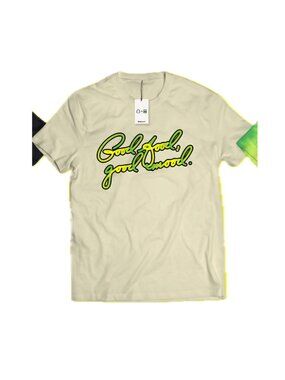 (NWOT) Snap Shake ‘Good Food Good Mood’ Graphic Crewneck Unisex T-Shirt (Cream)